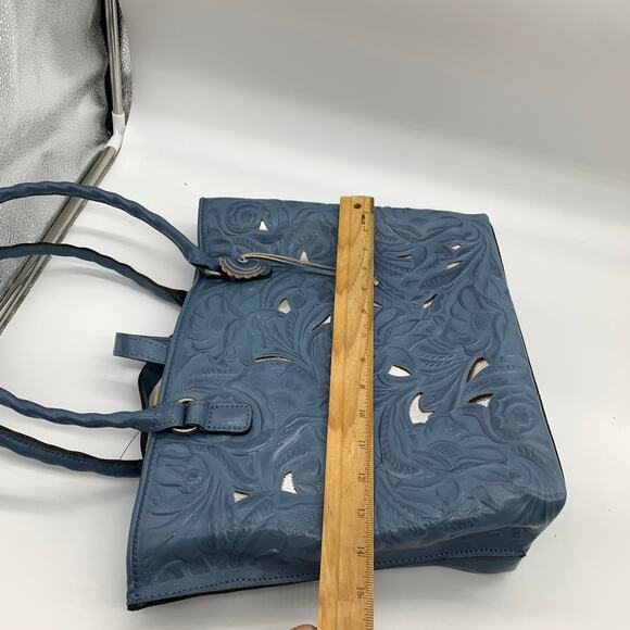 Patricia Nash Blue Leather Handbags Cutout Adeline Tote - Picture 6 of 10